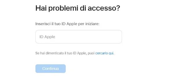 inserisci APPLE ID