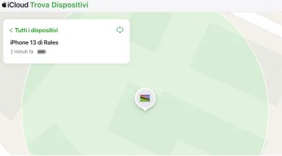 seleziona iPhone dall'elenco dei dispositivi e cercalo sulla mappa