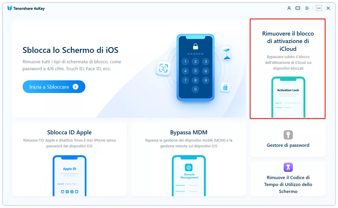 scaricare gratuitamente 4ukey per togliere il blocco di attivazione dell'iPhone