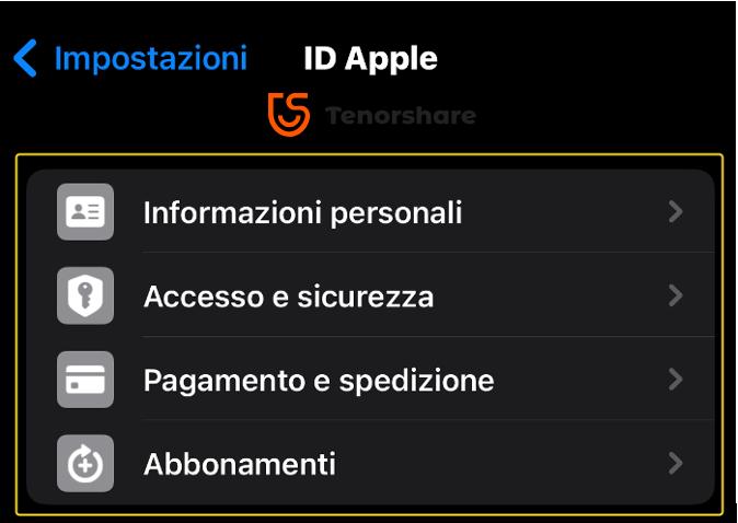 aggiorna impostazioni id apple non funziona