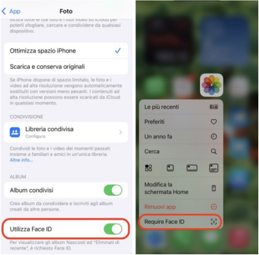 nascondere le app con il Face ID