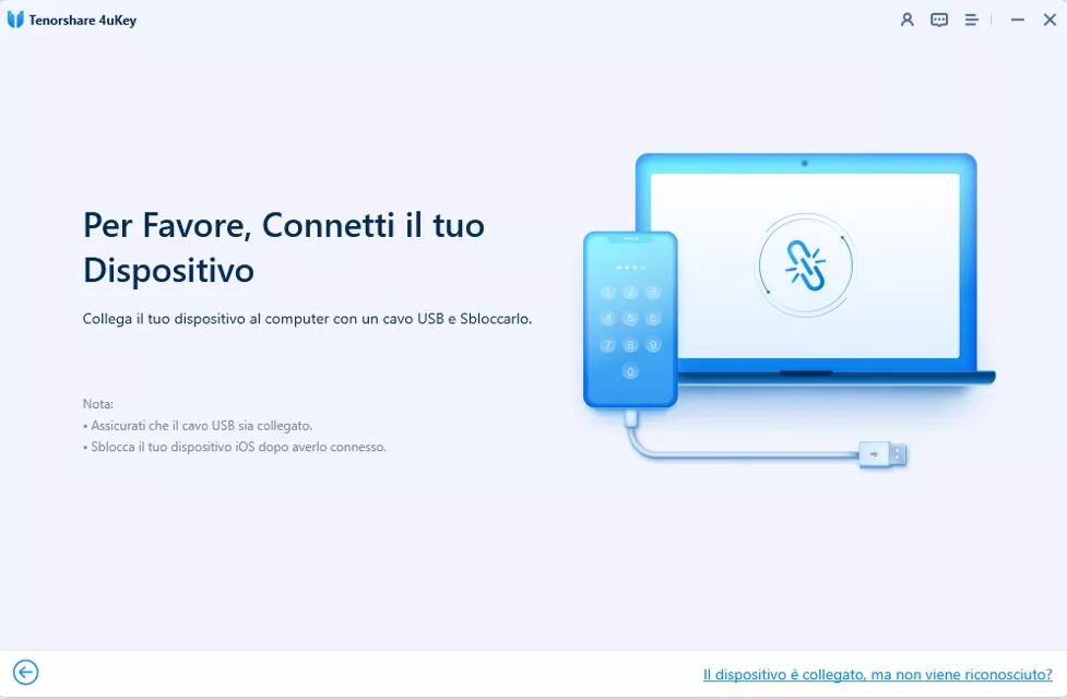 sbloccare iPhone non disponibile-collega il dispositivo