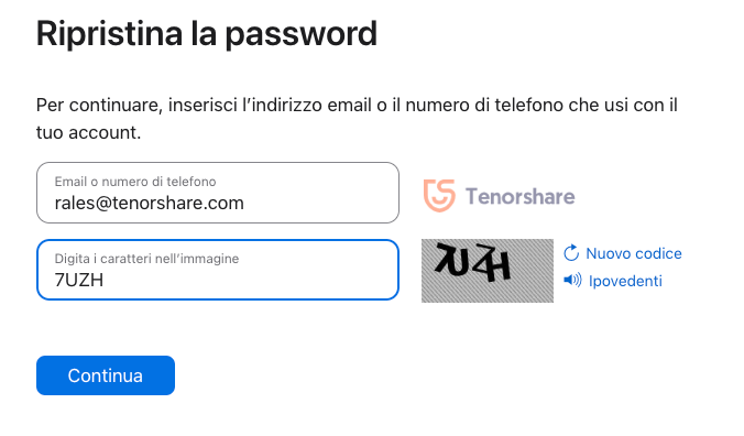 sbloccare l'ID Apple senza numero di telefono