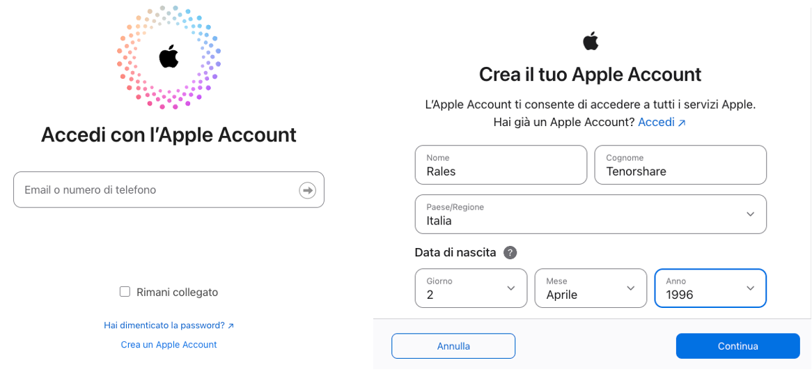 come creare un ID Apple