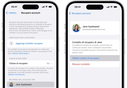 Ottieni codice di recupero