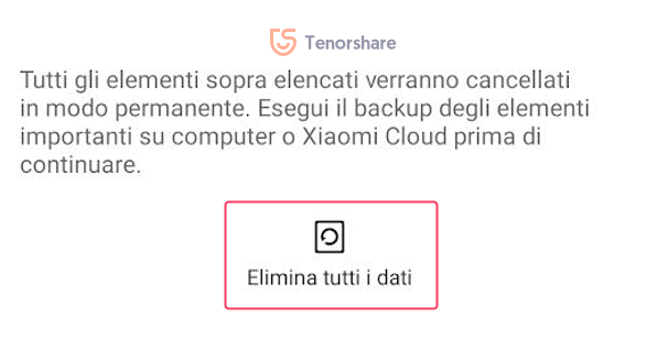 resettare un telefono Xiaomi da spento
