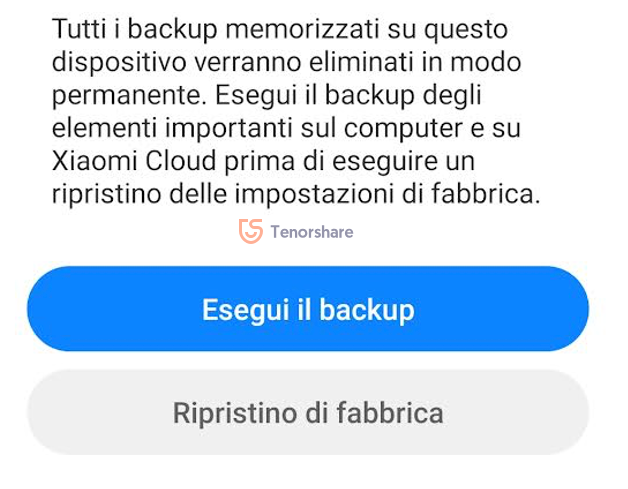 resettare un telefono Xiaomi da spento