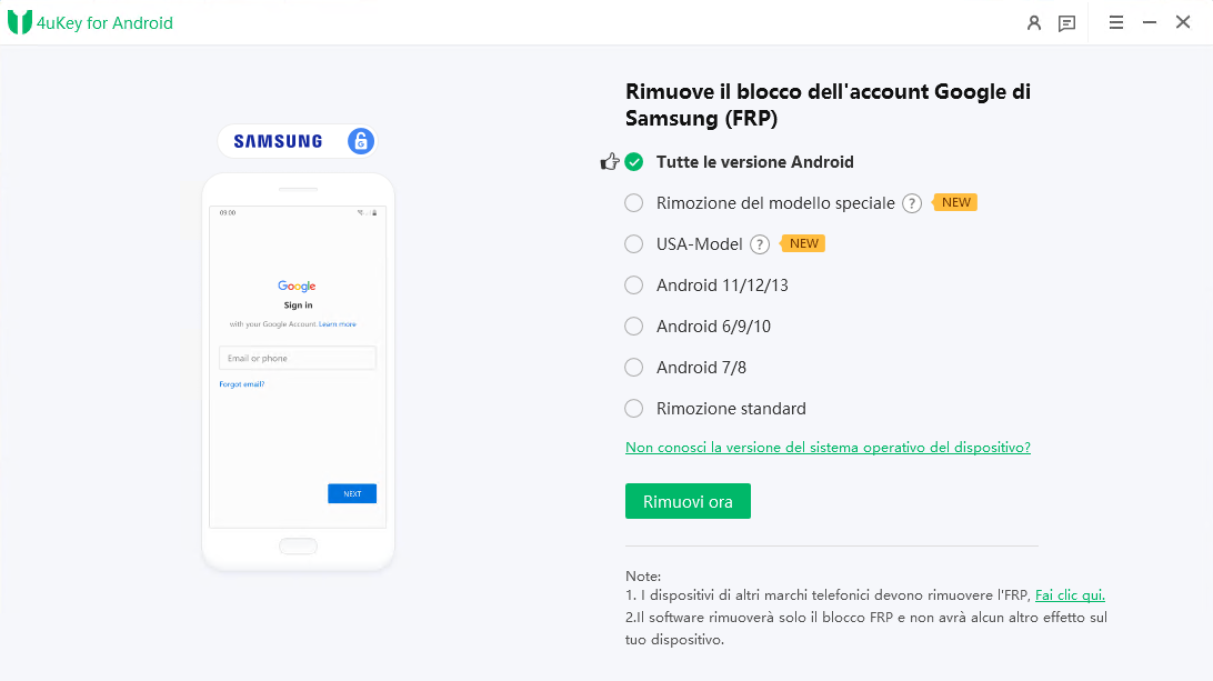 ho dimenticato la password del telefono Samsung