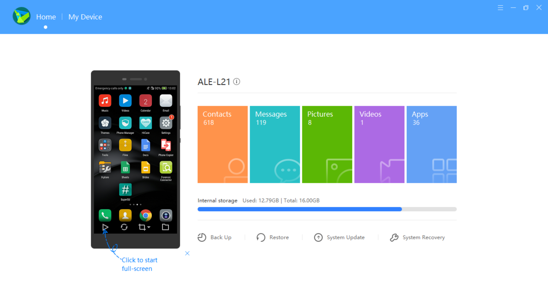 Interfaccia di Huawei HiSuite