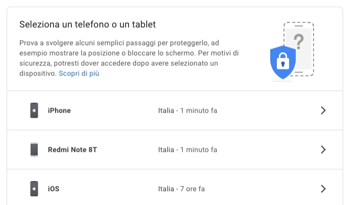sbloccare telefono Android tramite Trova il mio dispositivo