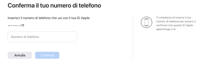 conferma il tuo numero di telefono