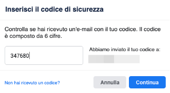 inserisci il codice facebook