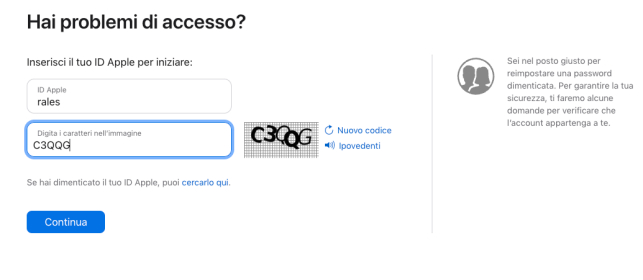 Inserisci il codice CAPTCHA