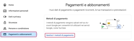 Pagamenti e abbonamenti