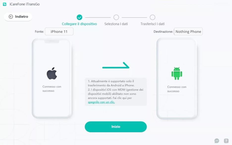 trasferire i dati da iPhone a Nothing Phone (1)