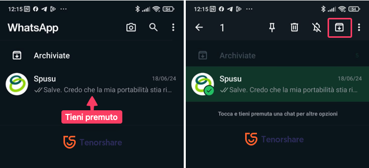 Come si archivia una chat di WhatsApp