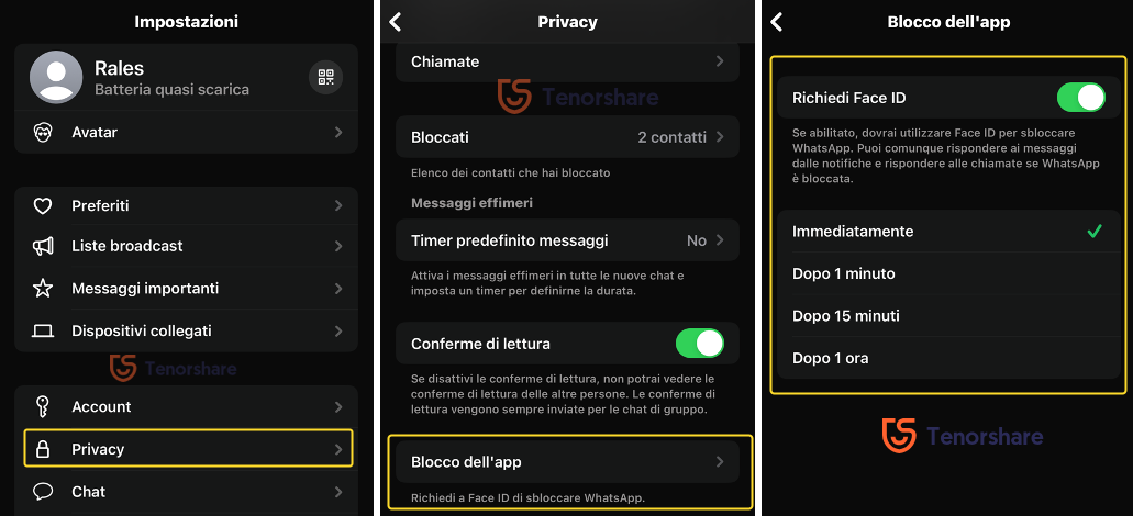 Come mettere il Face ID su WhatsApp/Instagram