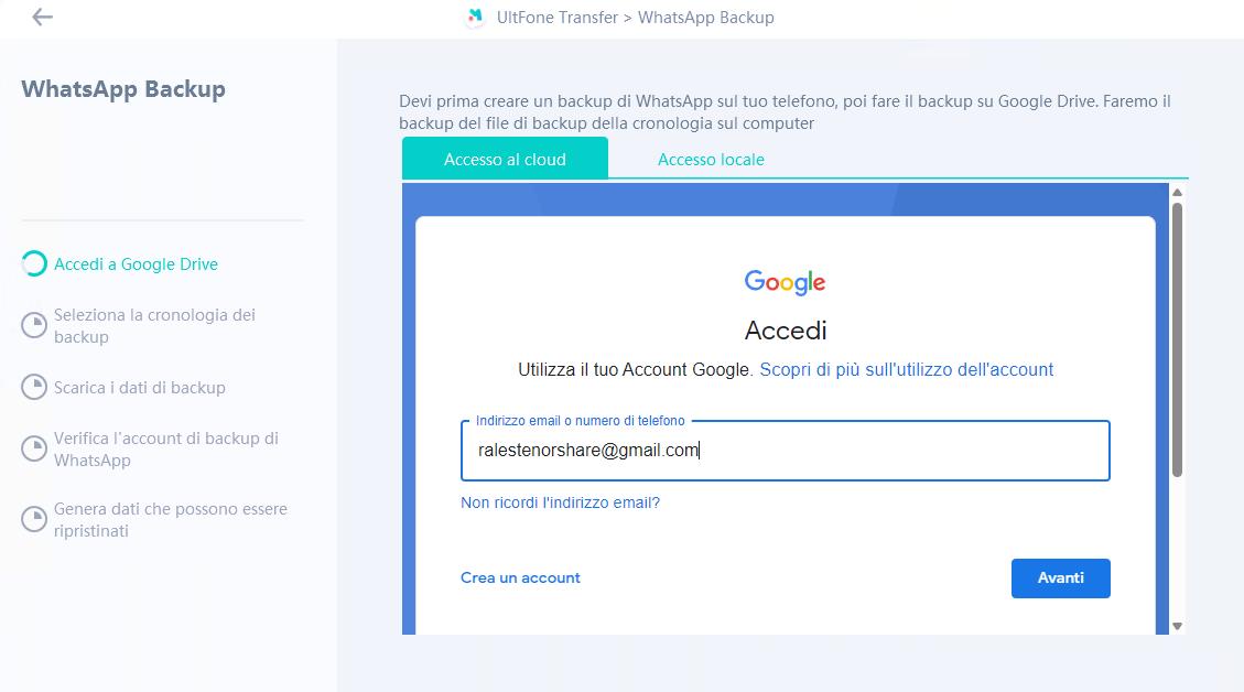 ripristinare il backup WhatsApp da Google Drive