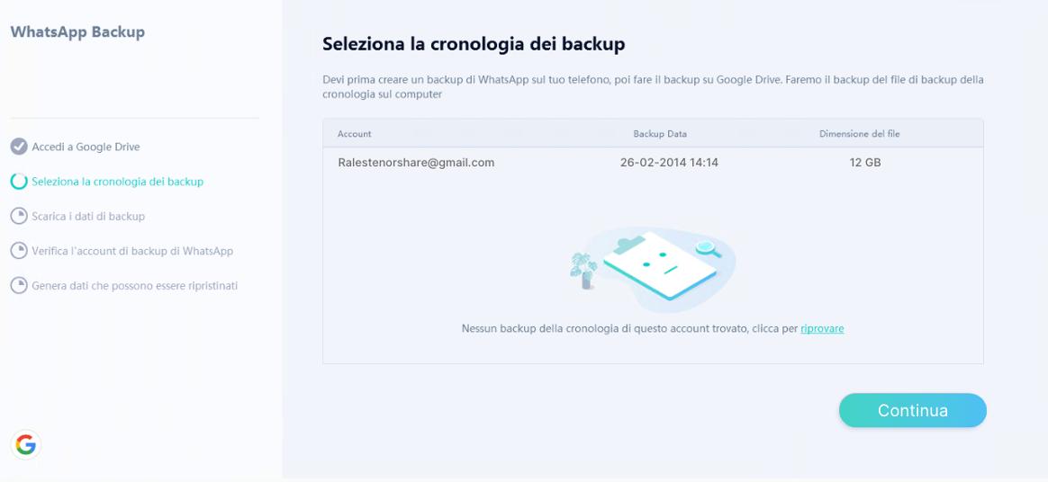 ripristinare il backup WhatsApp da Google Drive