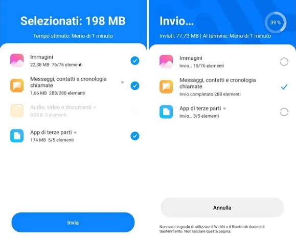 come trasferire dati da Samsung a Xiaomi