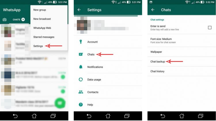 Selezione account Google per backup WhatsApp