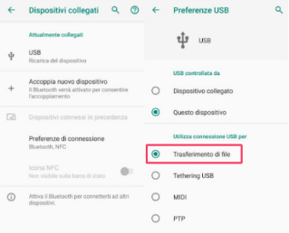 Trasferire musica da Android a PC con cavo USB