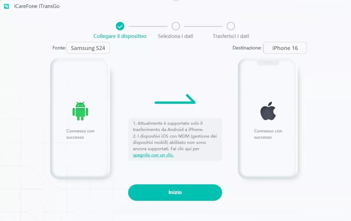 trasferire i dati da Samsung a iPhone
