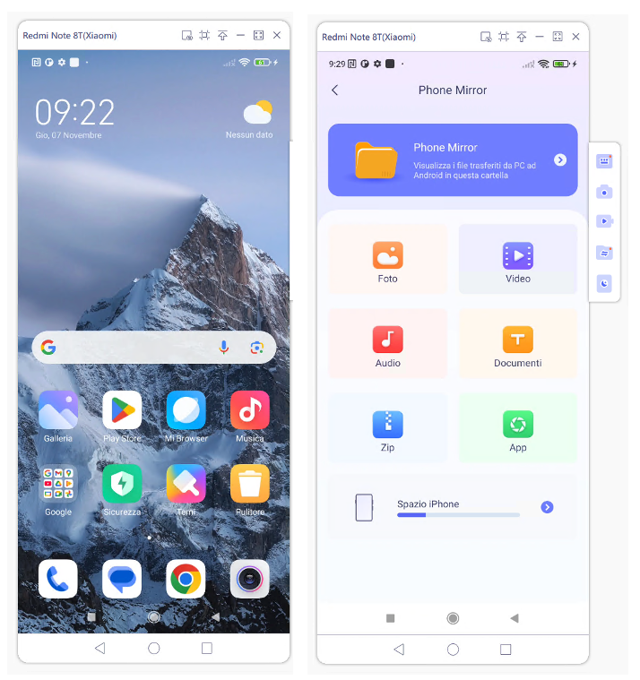 condividere lo schermo del telefono sul PC