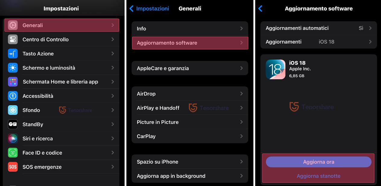 aggiorna iPhone a iOS 18 dalle impostazioni