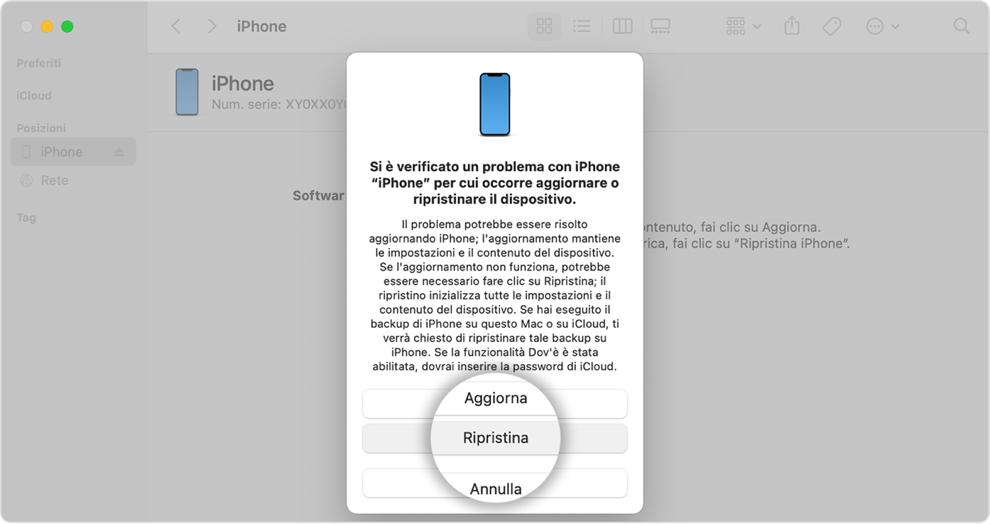 mettere iPhone 16 in Recovery Mode con i tasti