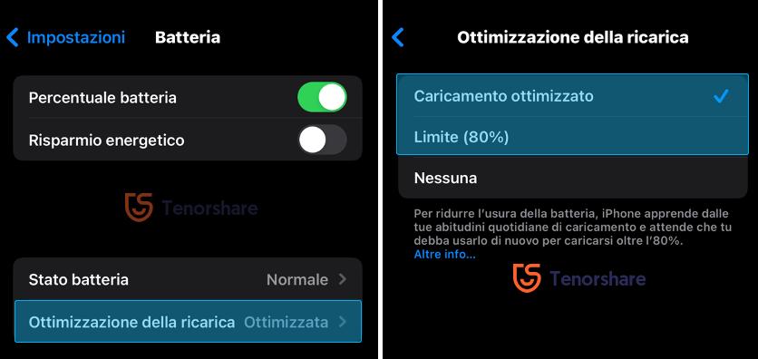 ottimizzare la ricarica su iOS 18