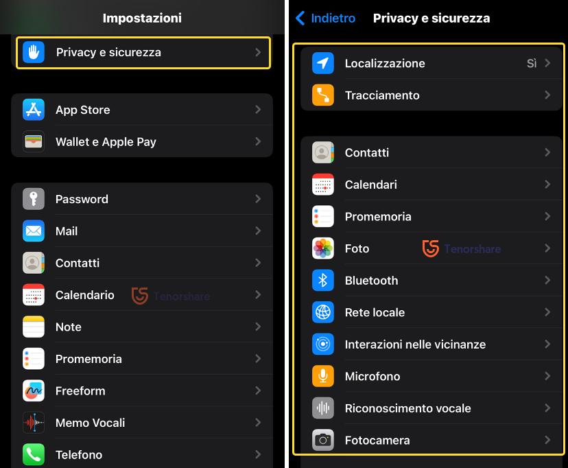 Verifica le autorizzazioni delle App