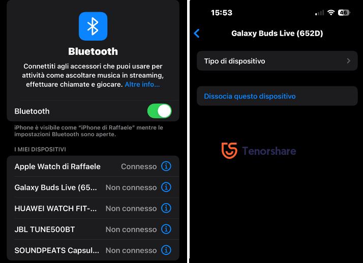 Disattiva il Bluetooth