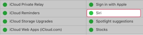 controlla lo servizio Siri
