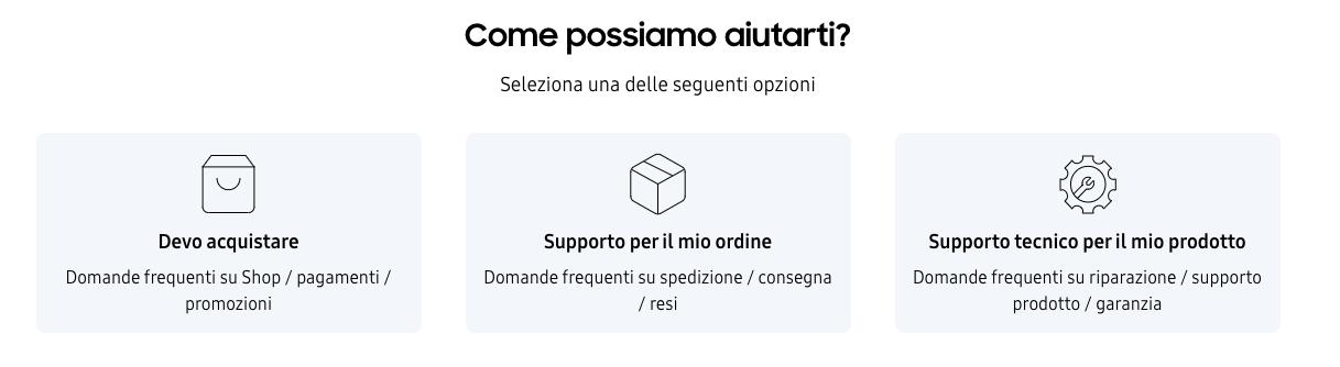 contattare l'assistenza Samsung