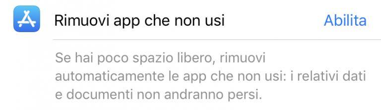 rimuovi app che non usi