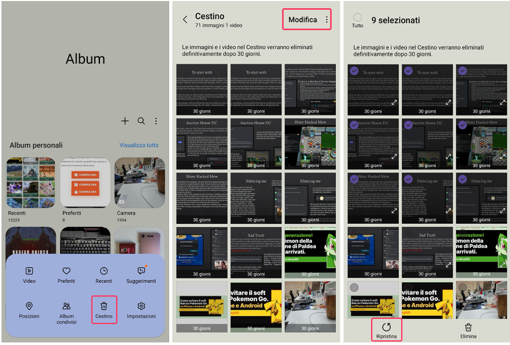 ripristinare foto cancellate Android