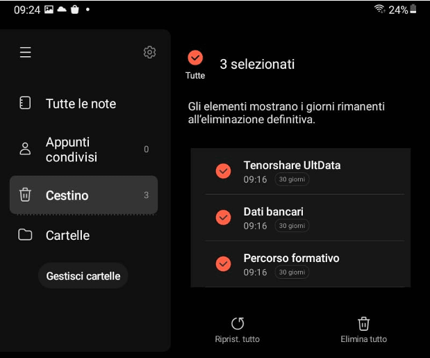 recuperare note samsung