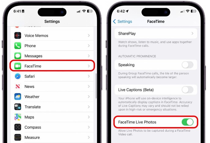 Le foto FaceTime non vengono salvate 2