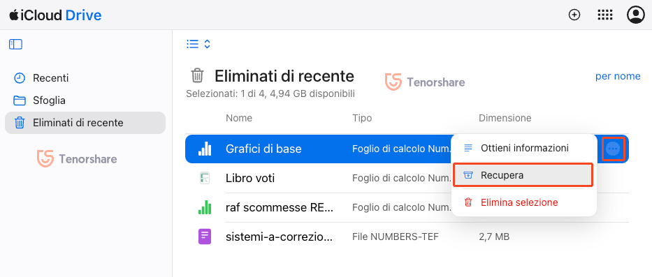 recuperare file eliminati icloud