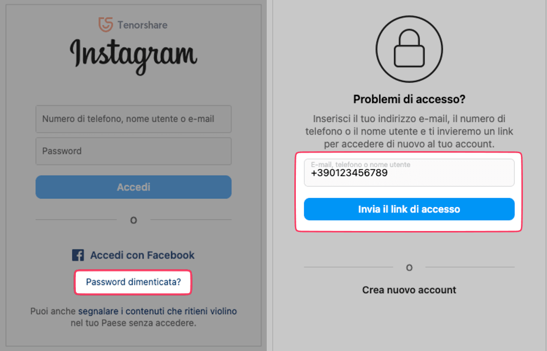 come recuperare account instagram senza email e password