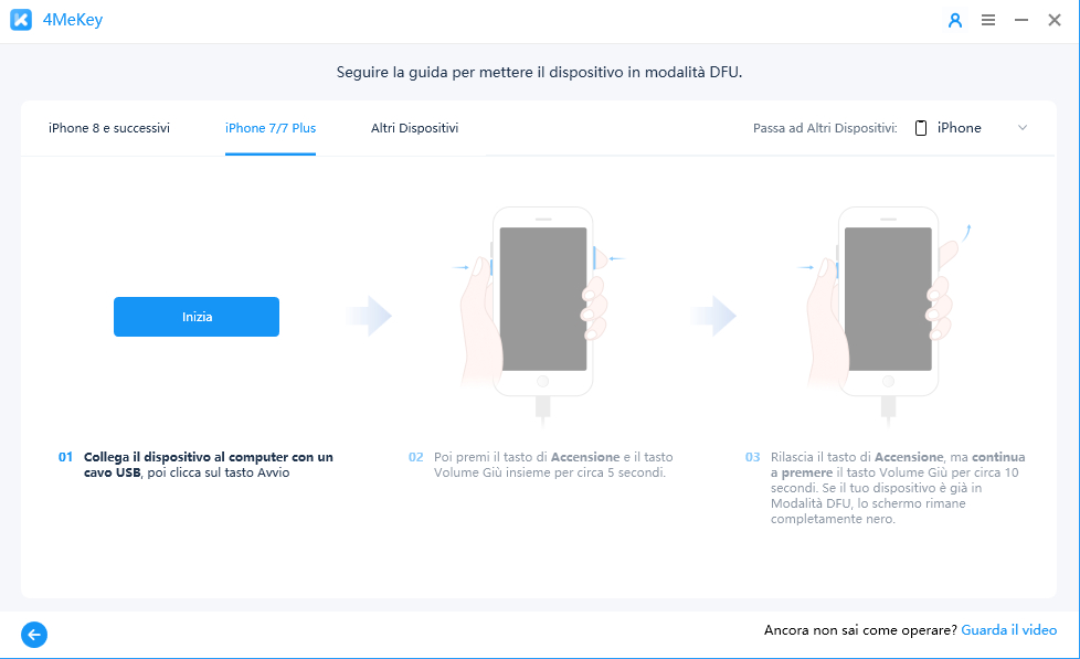 mettere il dispositivo in modalità - 4mekey