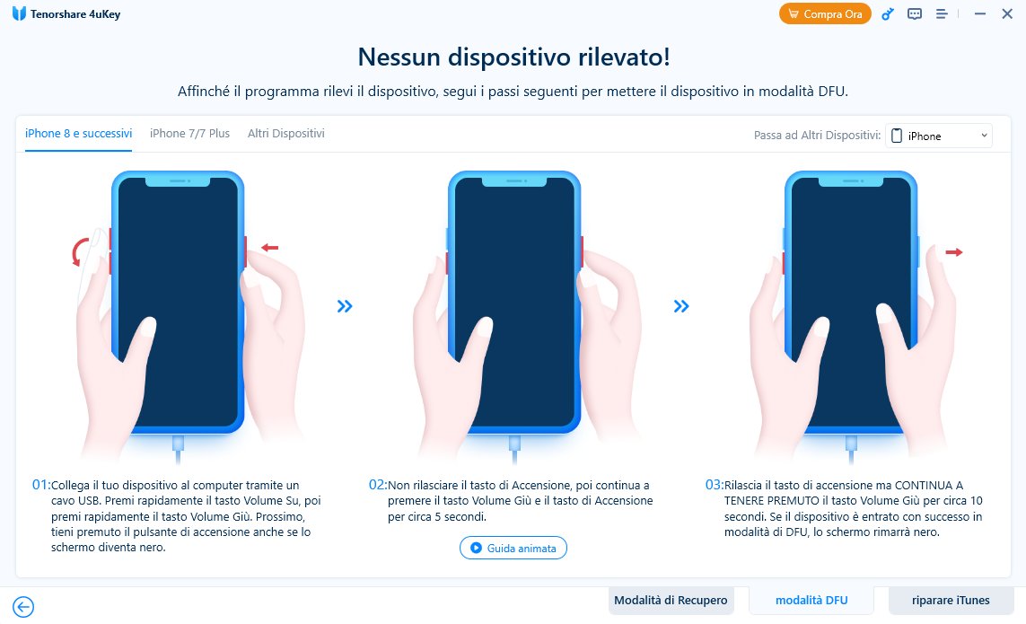 entrare in modalità DFU - Guida 4uKey