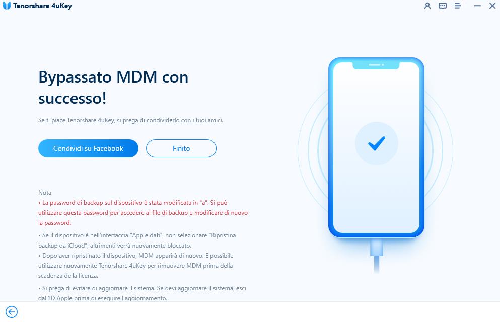 ha eliminato il blocco mdm con successo via 4ukey