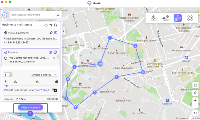 Inizia a muoverti tra multi punto - iAnyGo