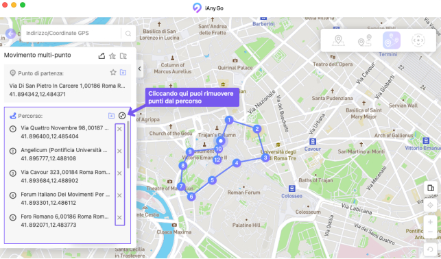 rimuovere punti di interesse - iAnyGo