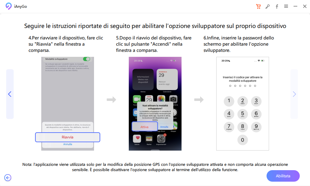 attiva iPhone a opzione di sviluppatore - iAnyGo