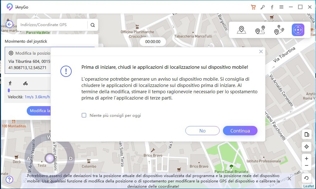 falsificare posizioni gps con iAnyGo - nota