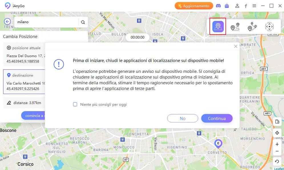 Cambiare posizione in tempo reale su Google Play con iAnyGo - 05
