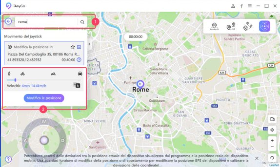 impostare la velocità - iAnyGo